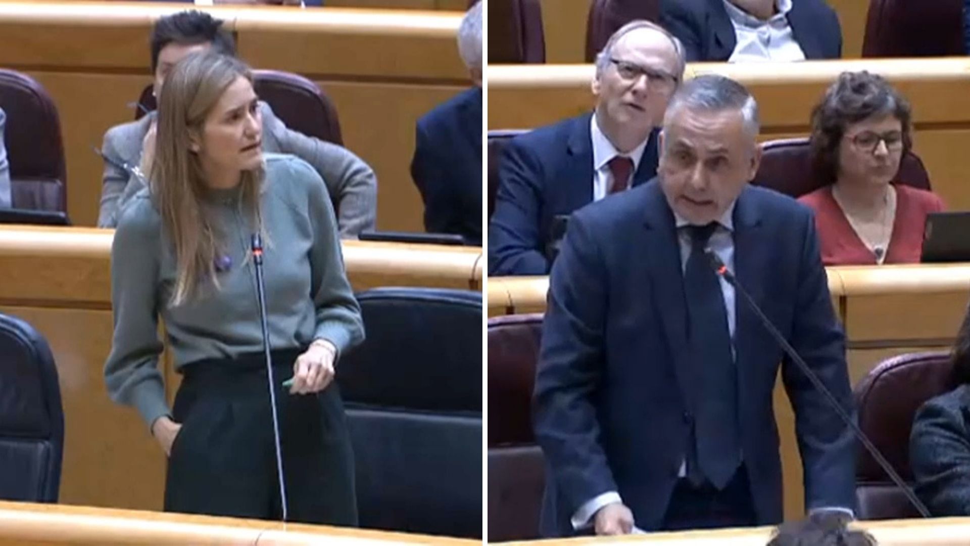 La vicepresidenta tercera y ministra para la Transición Ecológica y Reto Demográfico, Sara Aagesen y senador de Vox, Ángel Pelayo Gordillo