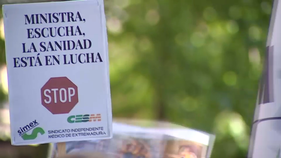 Pancarta de los médicos durante una jornada de huelga