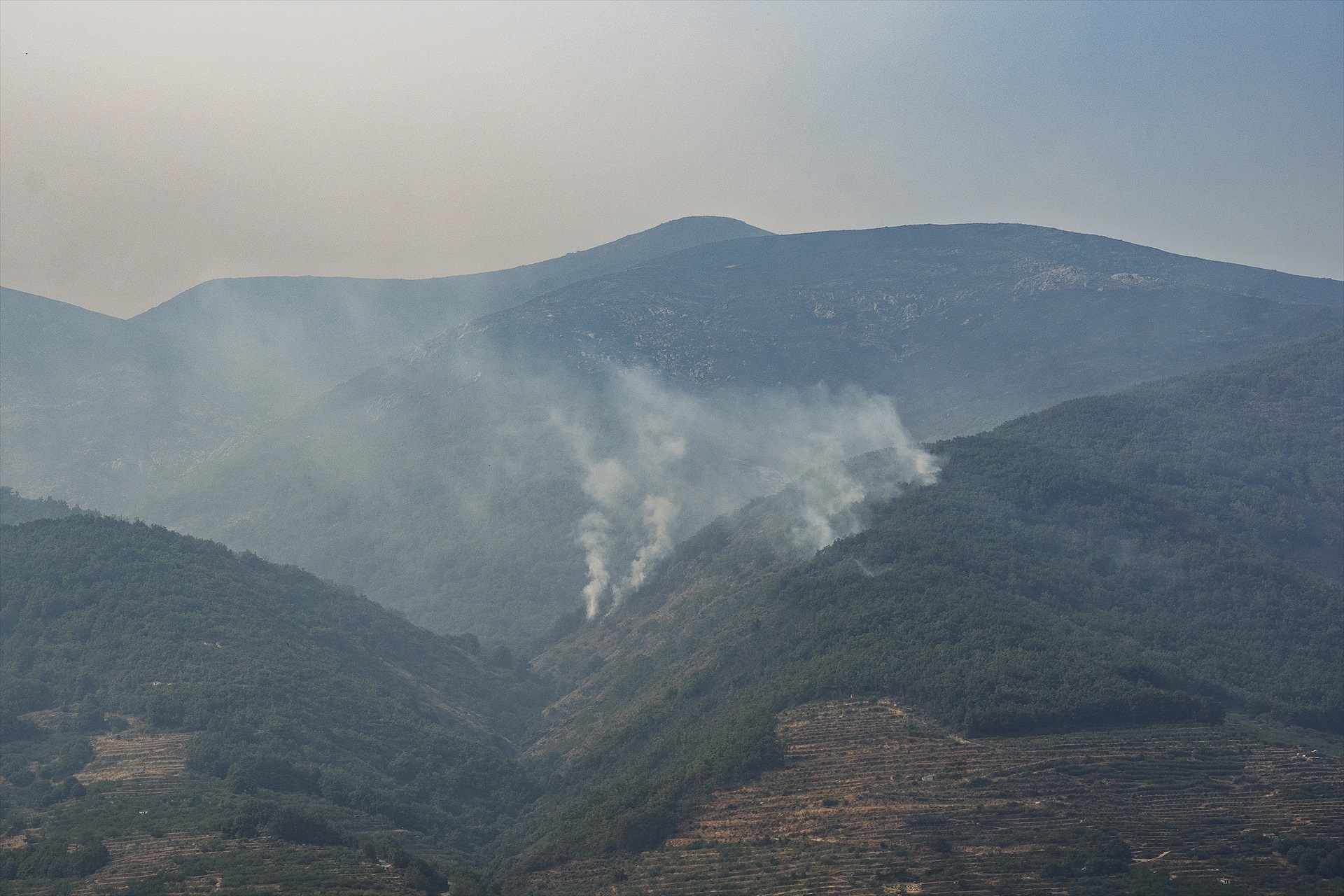 Vista del incendio, a 20 de agosto de 2025, en Jerte, Cáceres, Extremadura 