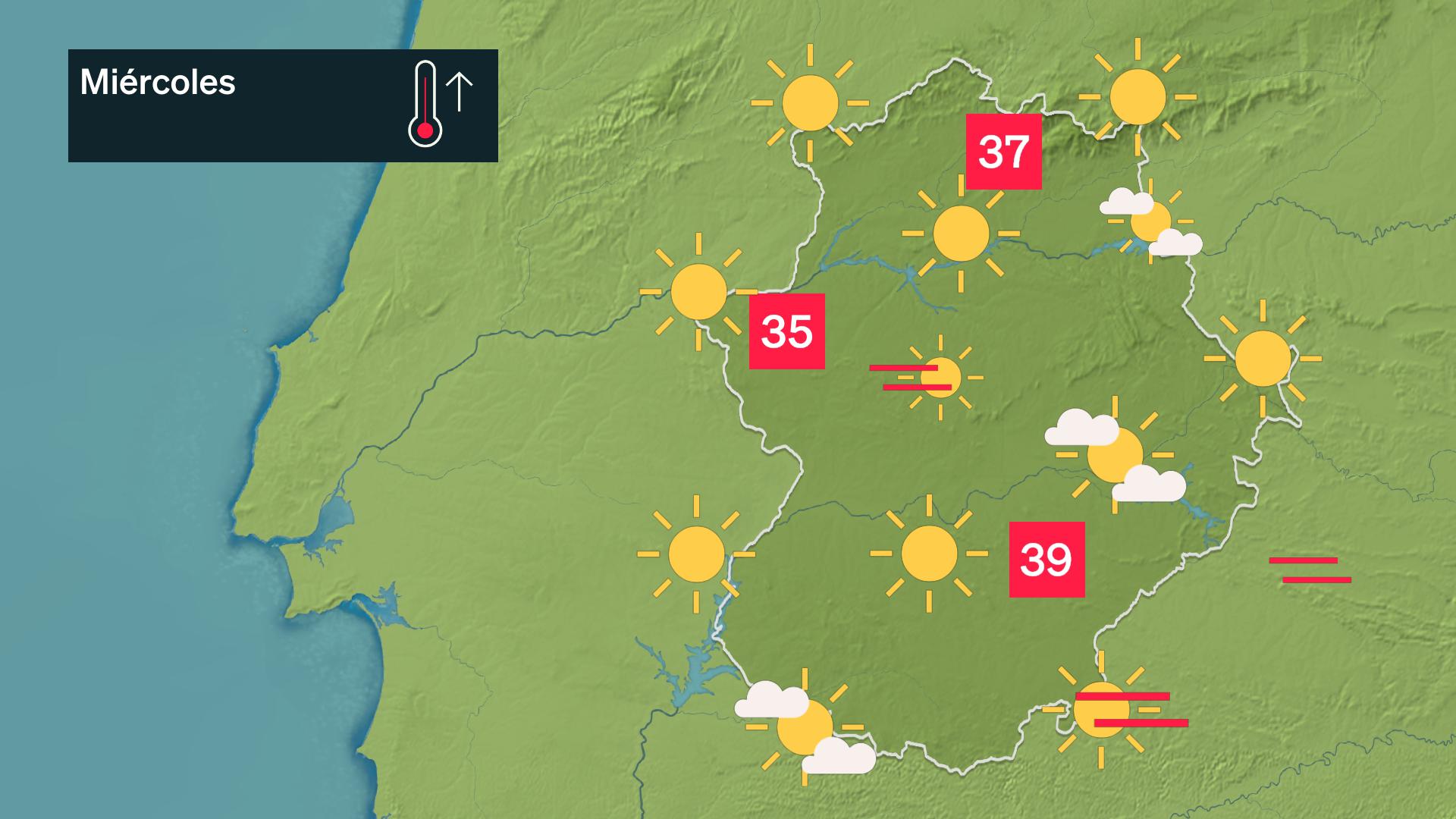 Mapa de previsión para hoy miércoles 22 de julio