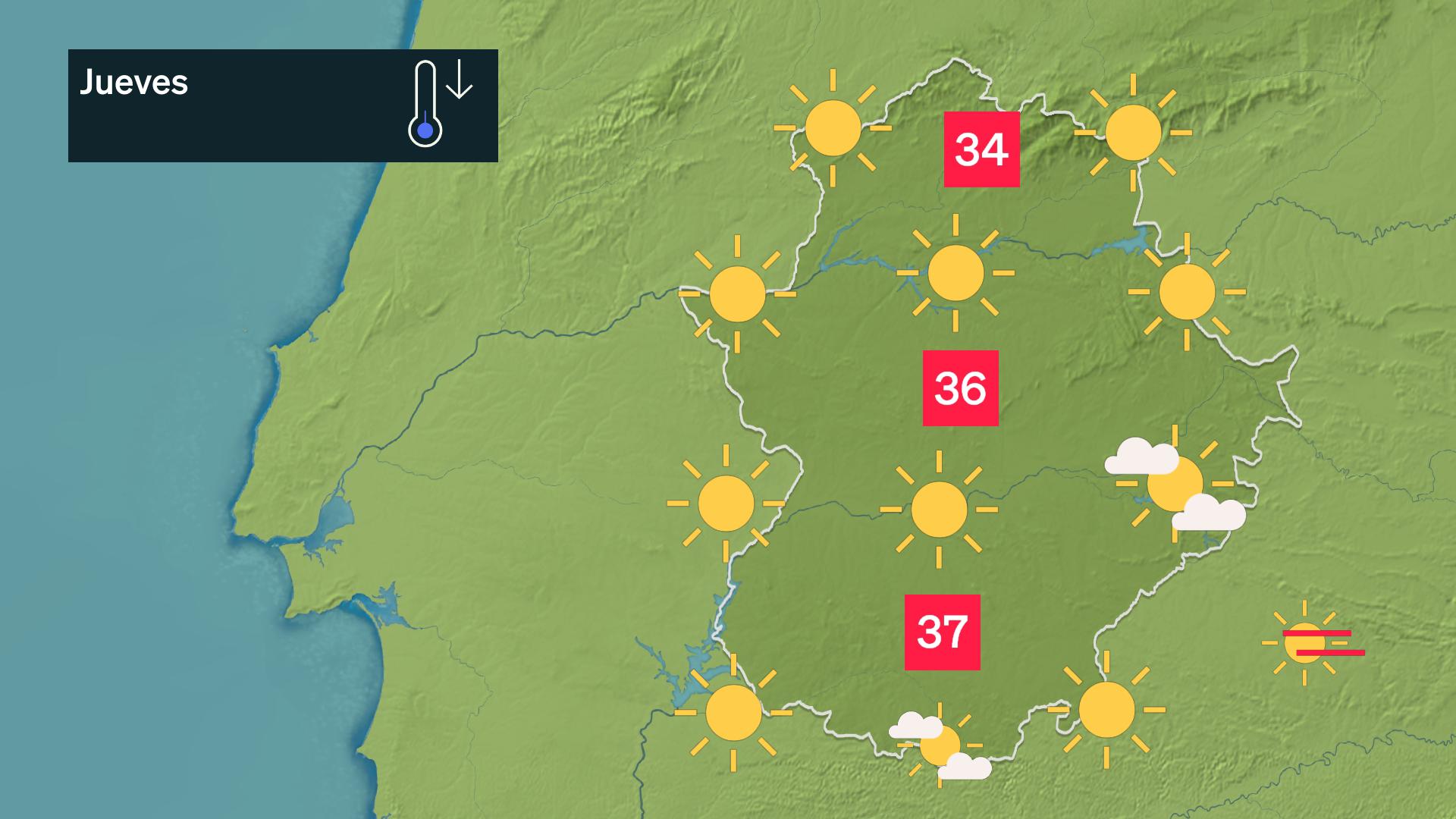 Mapa de previsión para hoy juves 23 de julio