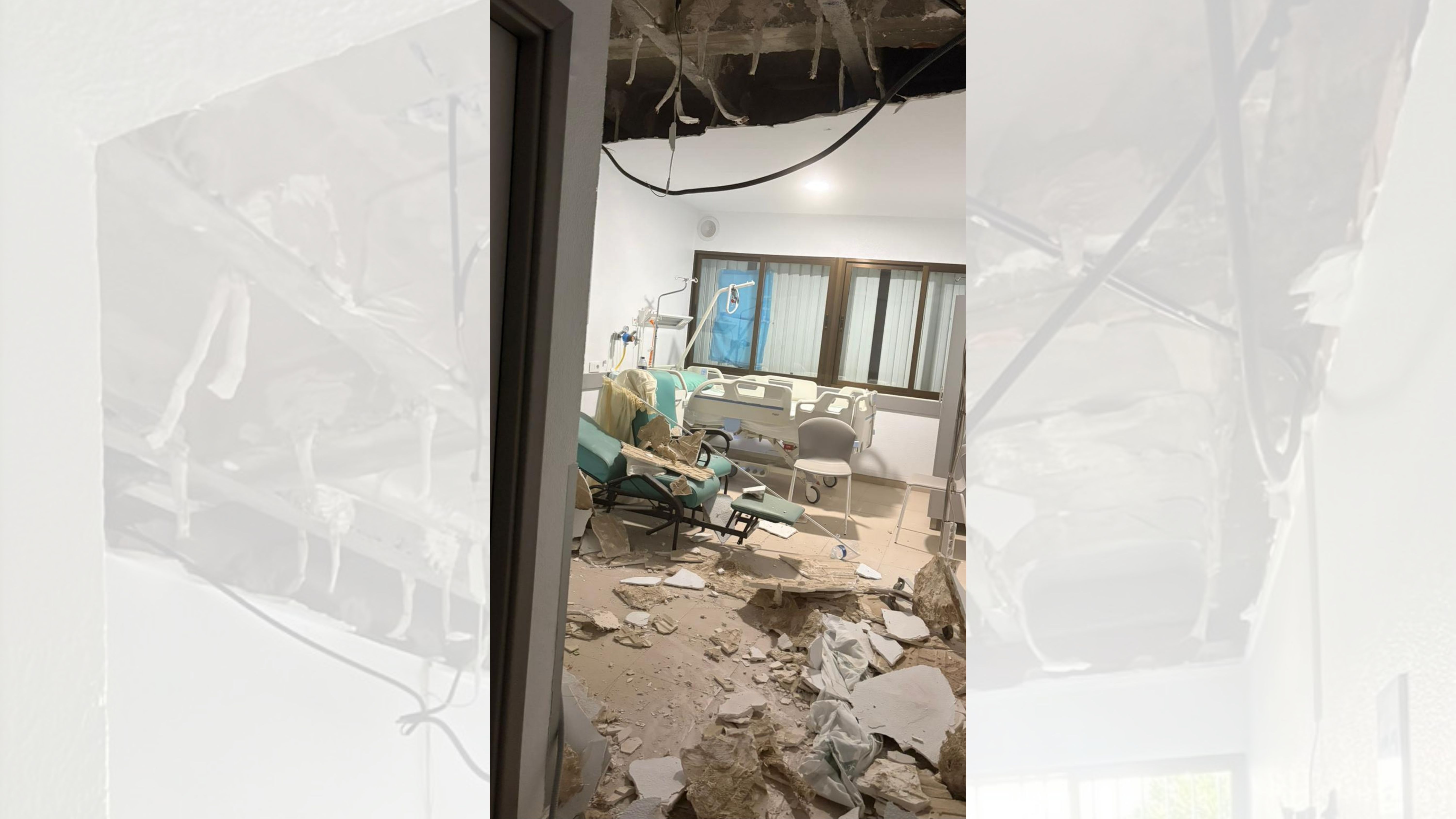 Derrumbe de una parte del techo de una habitación en el Hospital Don Benito-Villanueva.