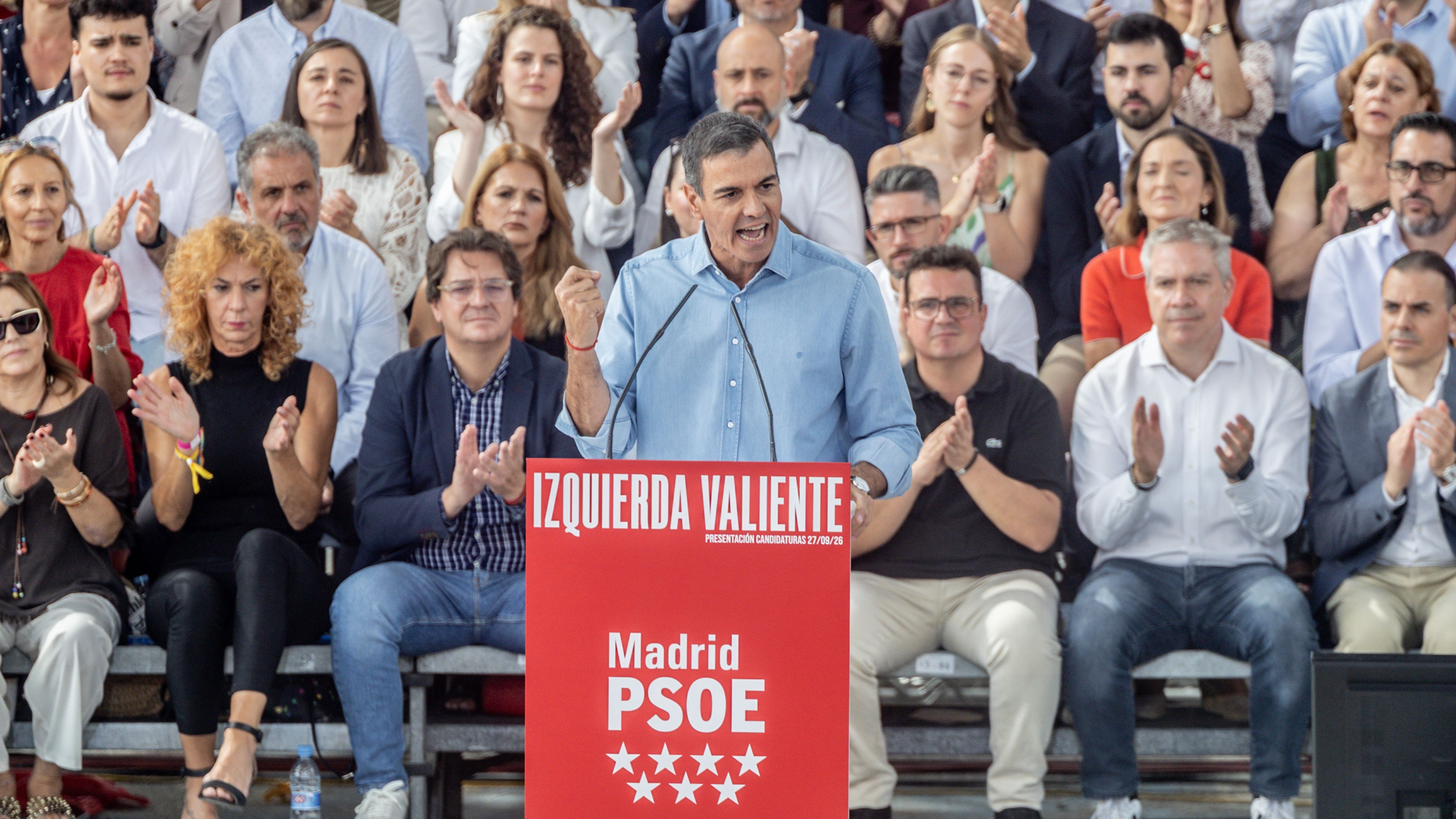 El secretario general del PSOE y presidente del Gobierno, Pedro Sánchez, durante el acto de presentación de candidaturas del PSOE de Madrid.