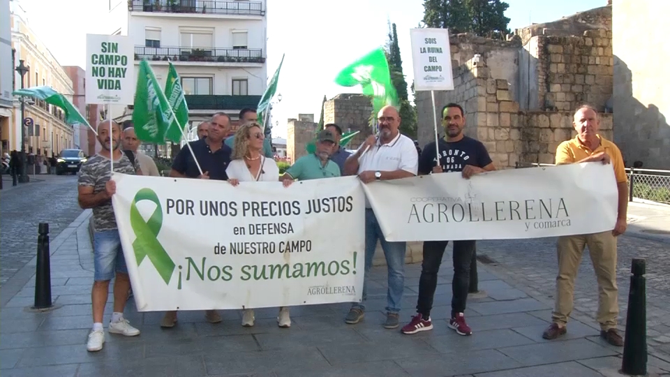 Acampada de Apag Extremadura Asaja frente a Presidencia
