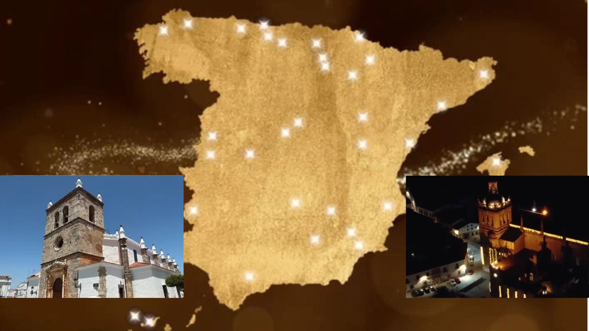 Mapa de España con las localidades que optan a la iluminación de Ferrero Rocher