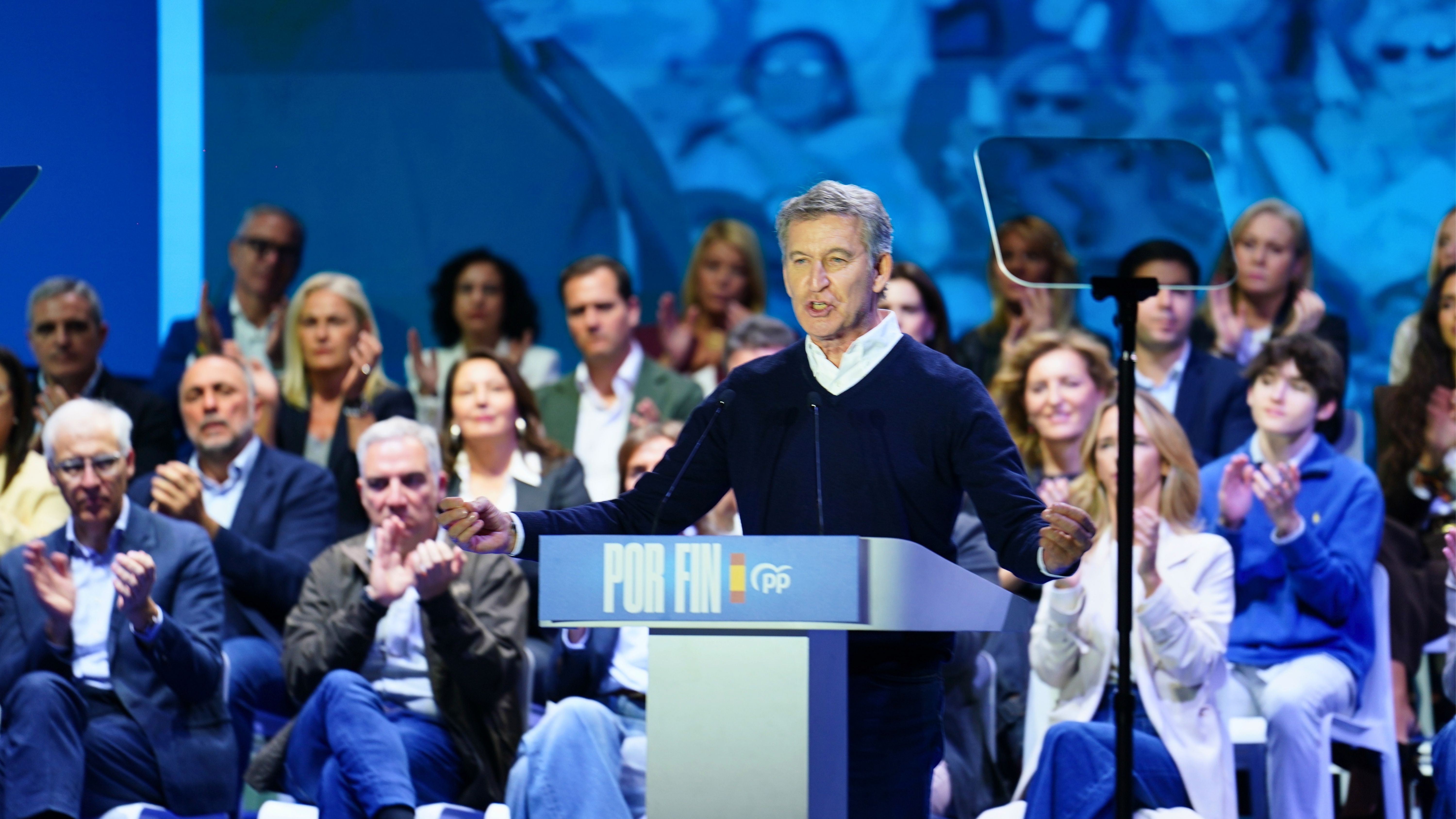 El presidente del PP, Alberto Núñez Feijóo, durante un acto de precampaña en Salamanca (Castilla y León)