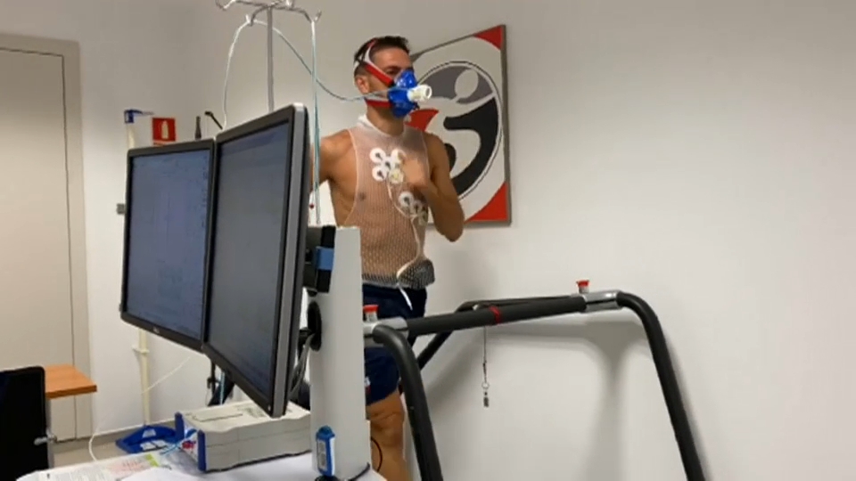 David Rocha pasando las pruebas físicas esta mañana