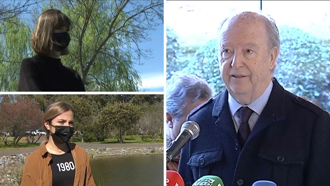 Dos de las denunciantes y Luis Acha