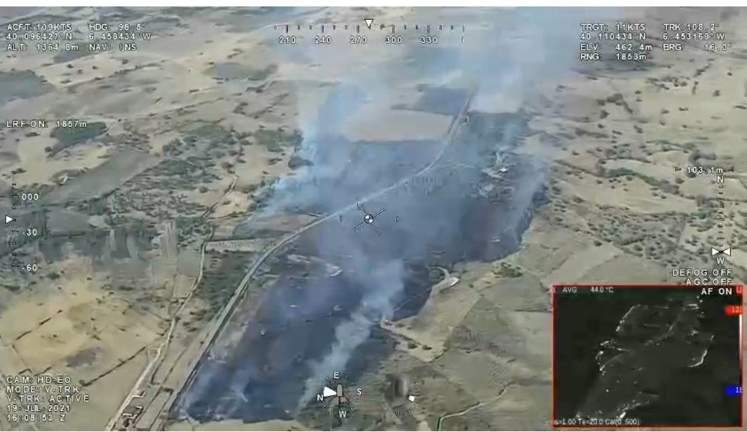 Imagen aérea del incendio de Guijo de Coria