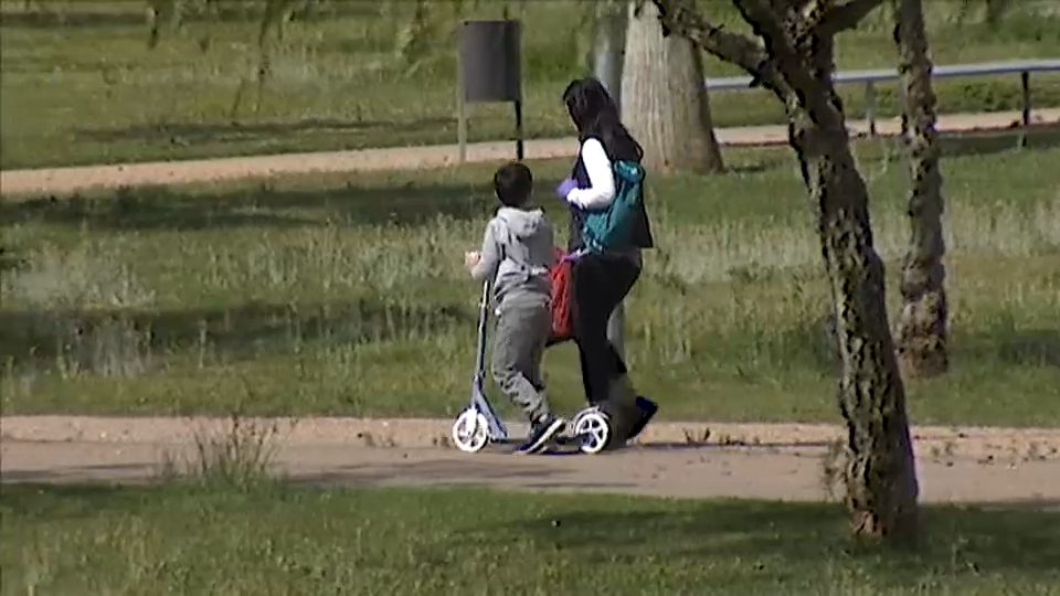 Madre paseando con un hijo