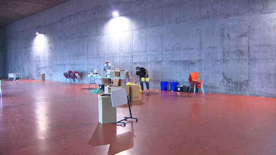 Imagen del `vacunódromo´ desmantelado en el Palacio de Congresos de Badajoz 