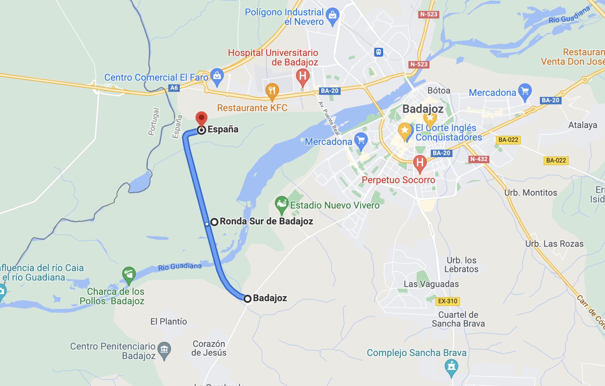 El nuevo puente de la Ronda Sur, en Google Maps