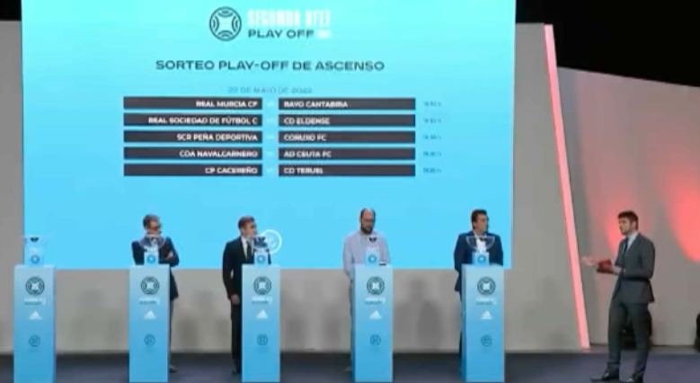 Momento del sorteo de los playoffs de ascenso a Primera RFEF.
