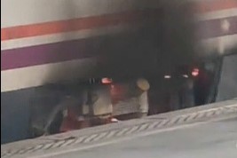 Un tren sale ardiendo en la estación de Leganés