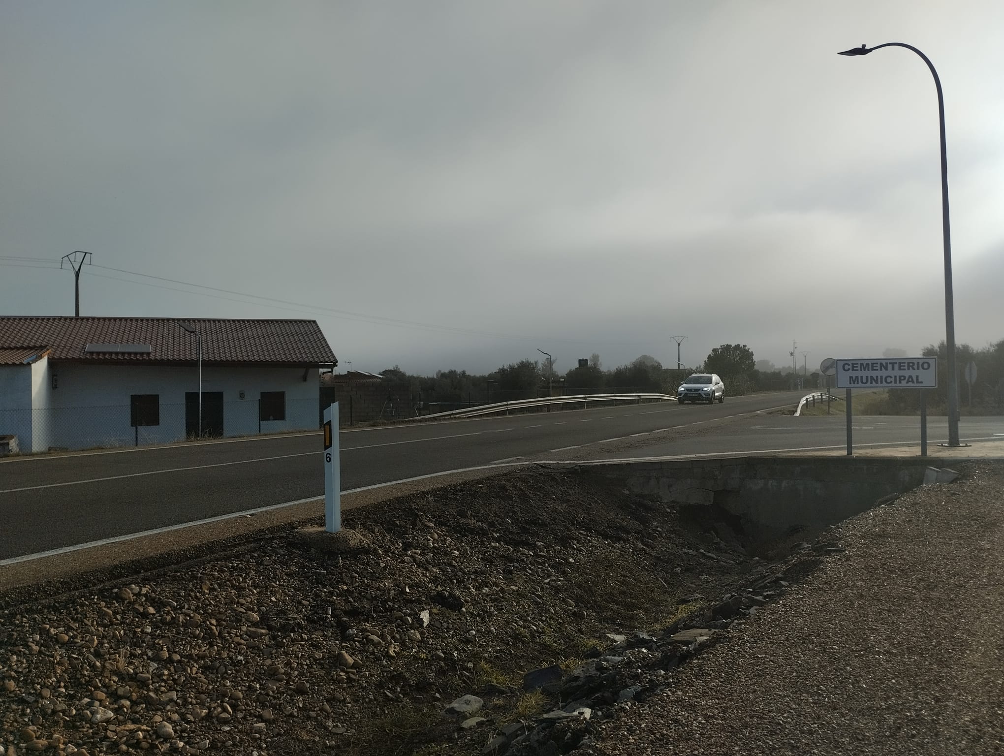 Lugar del accidente en Villanueva de la Serena