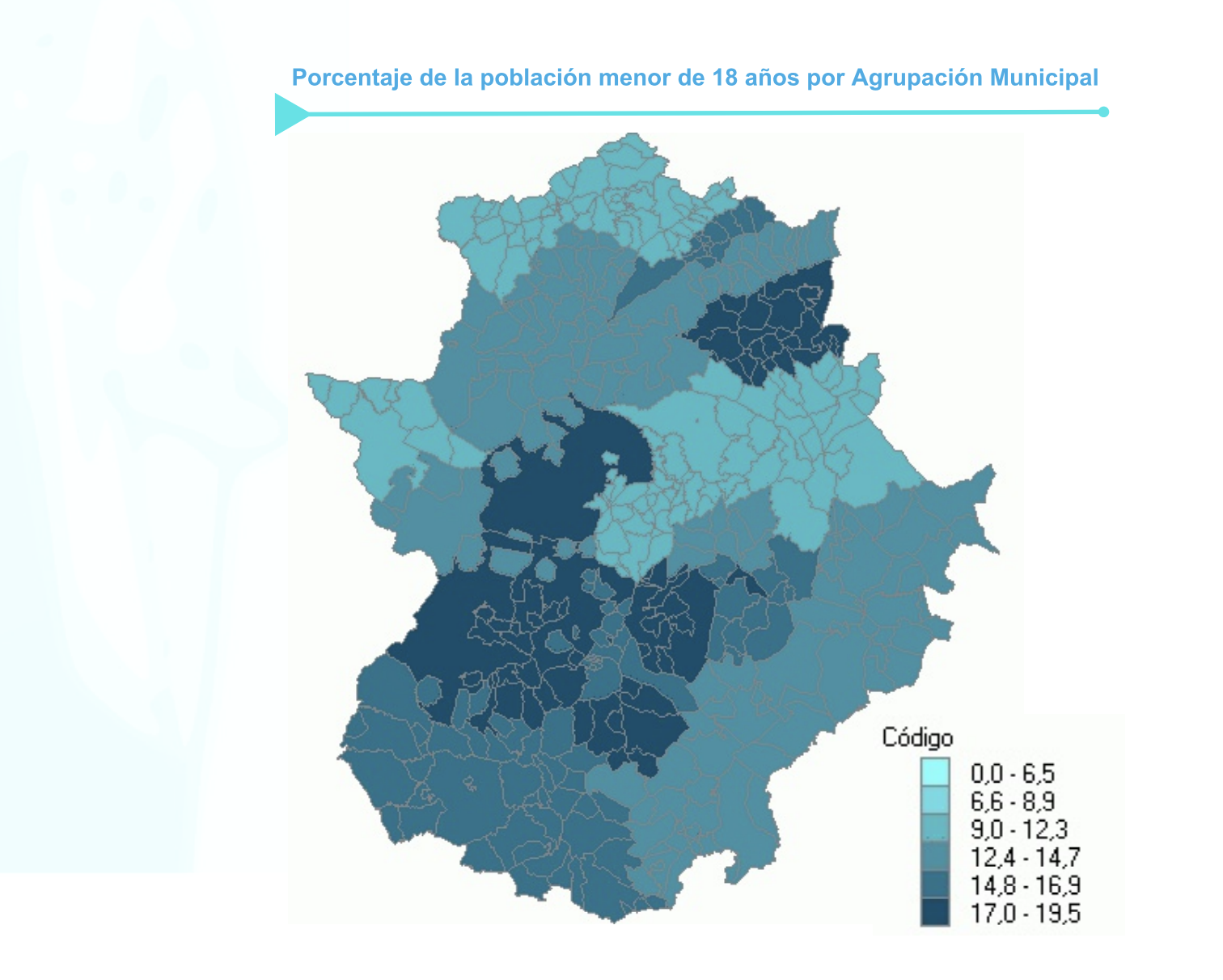 Distribución geográfica por porcentajes de población joven