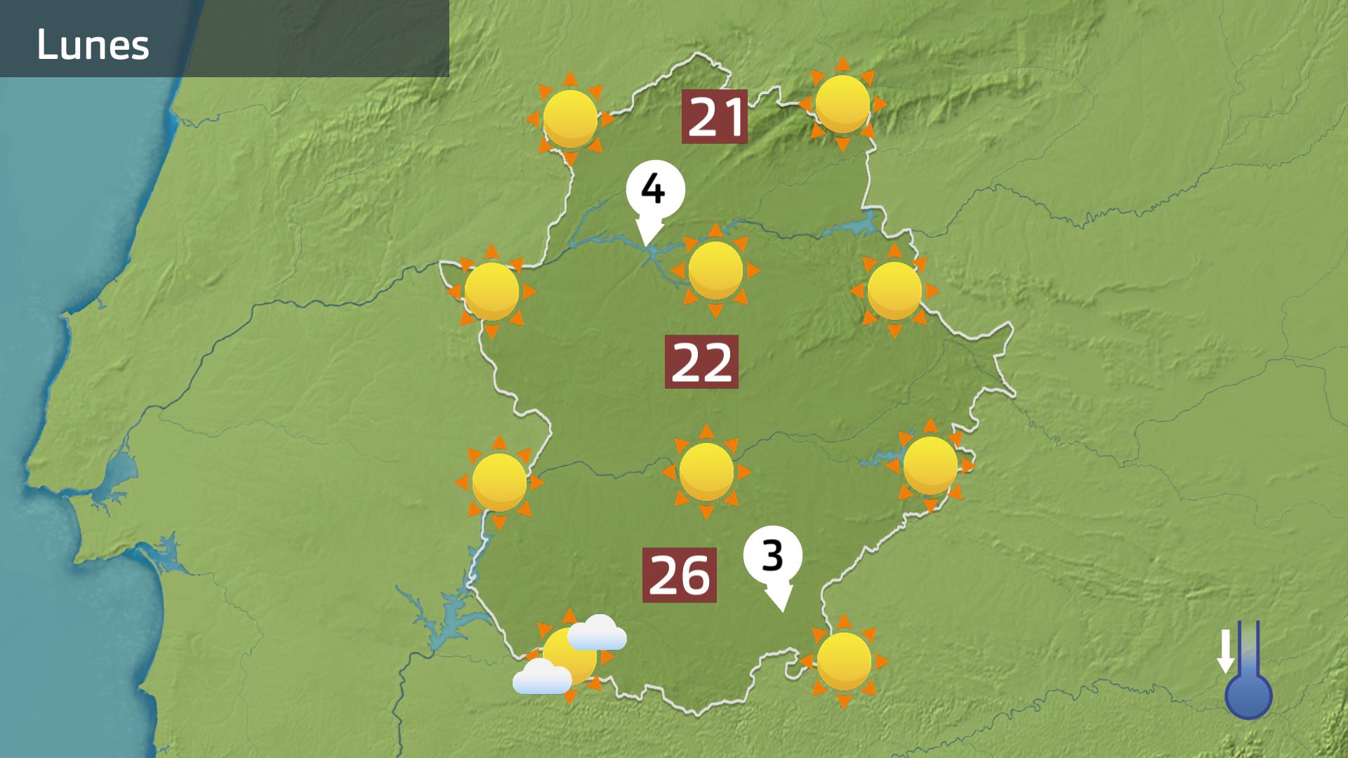 Mapa de previsión para hoy lunes 22 de abril