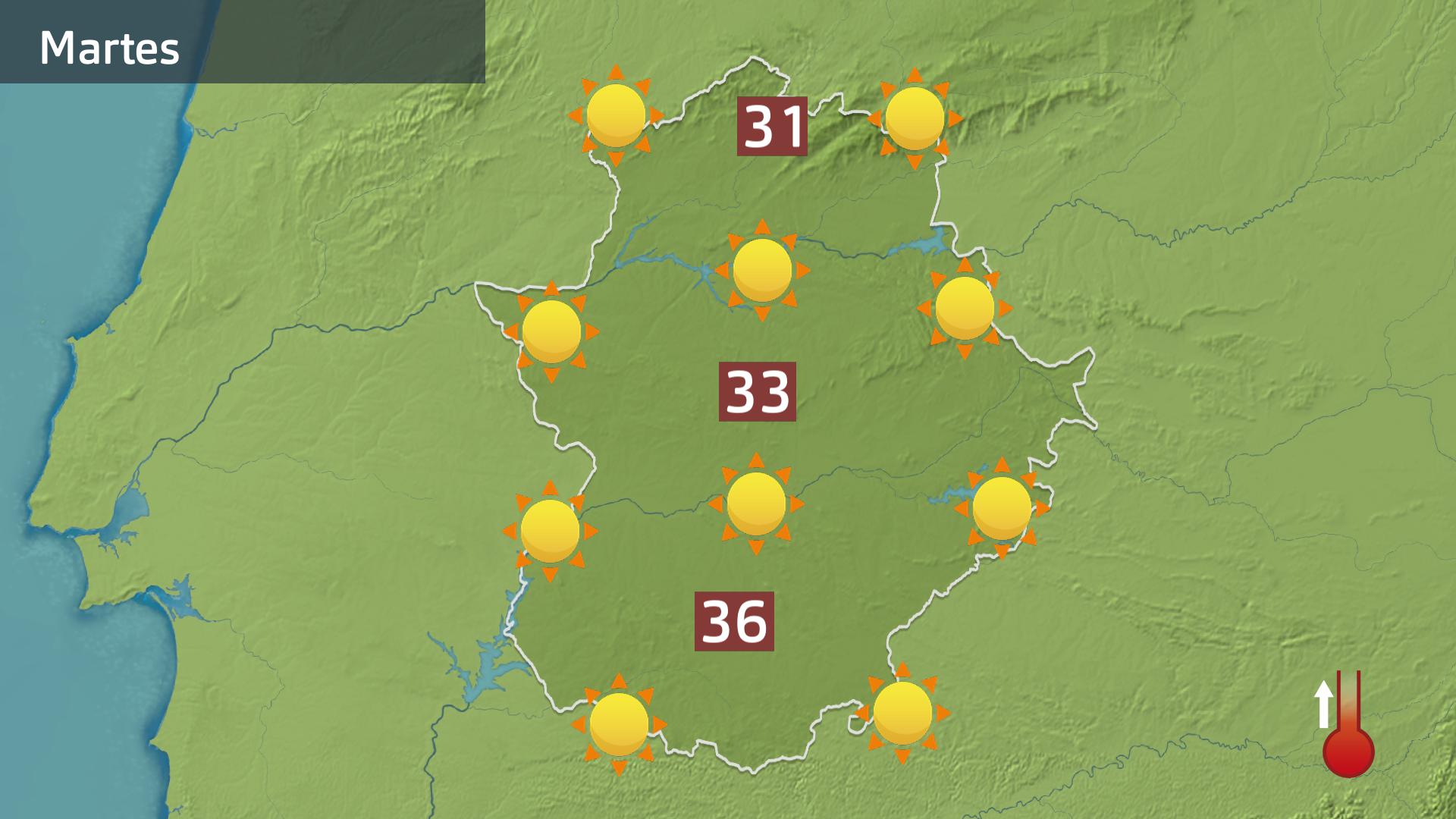 Mapa de previsión para hoy martes 2 de julio