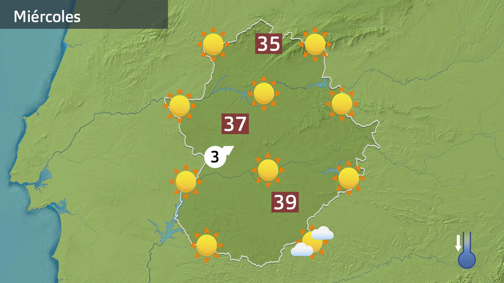 Mapa de previsión para hoy miércoles 19 de julio