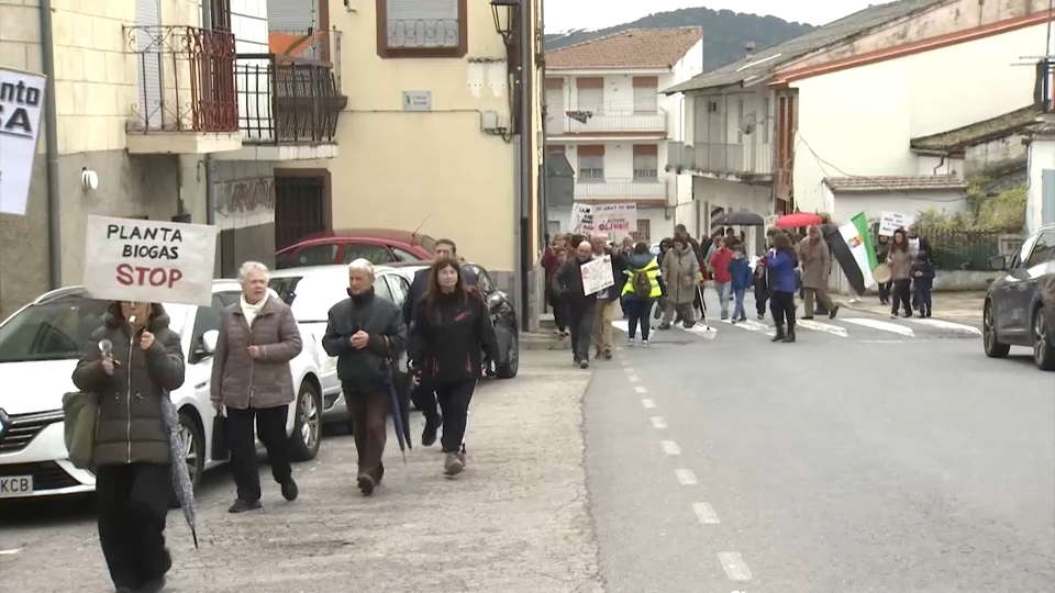 Protesta contra la construcción de una planta de biometano en Navas del Madroño