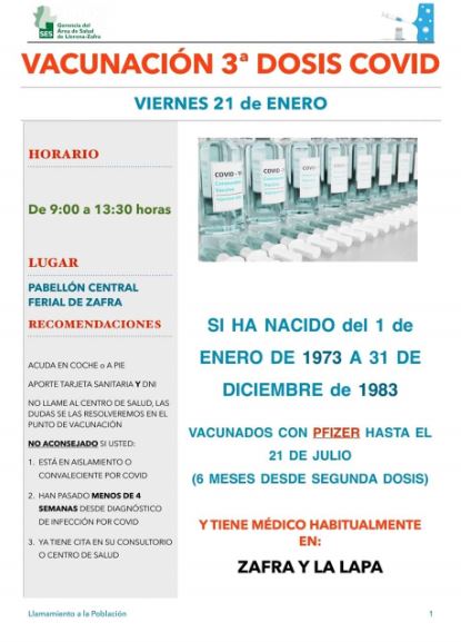 Vacunación en Zafra y La Lapa