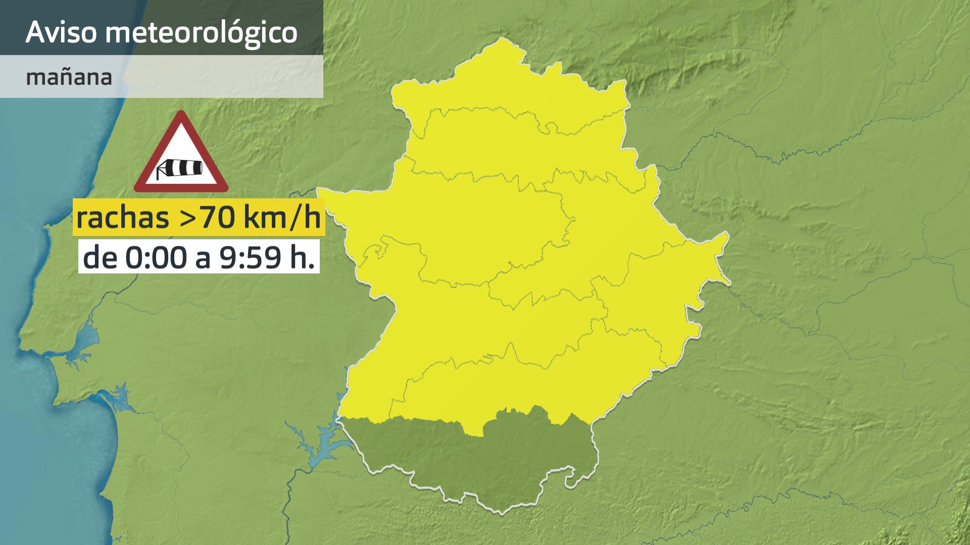 Mapa de avisos para el 26 de enero