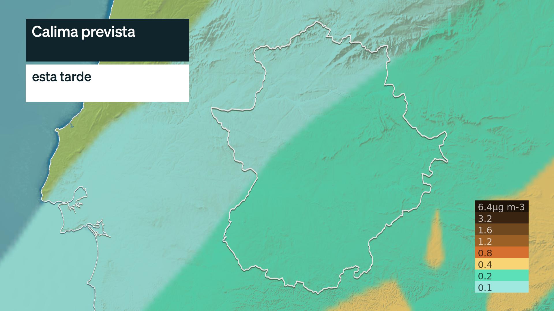 Mapa previsión de calima para hoy martes 21 julio