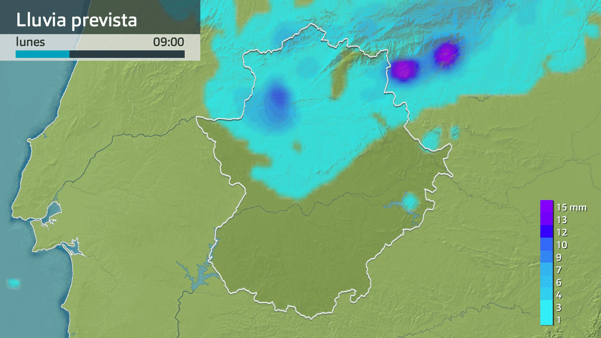 Lluvia prevista para hoy lunes 10 de junio