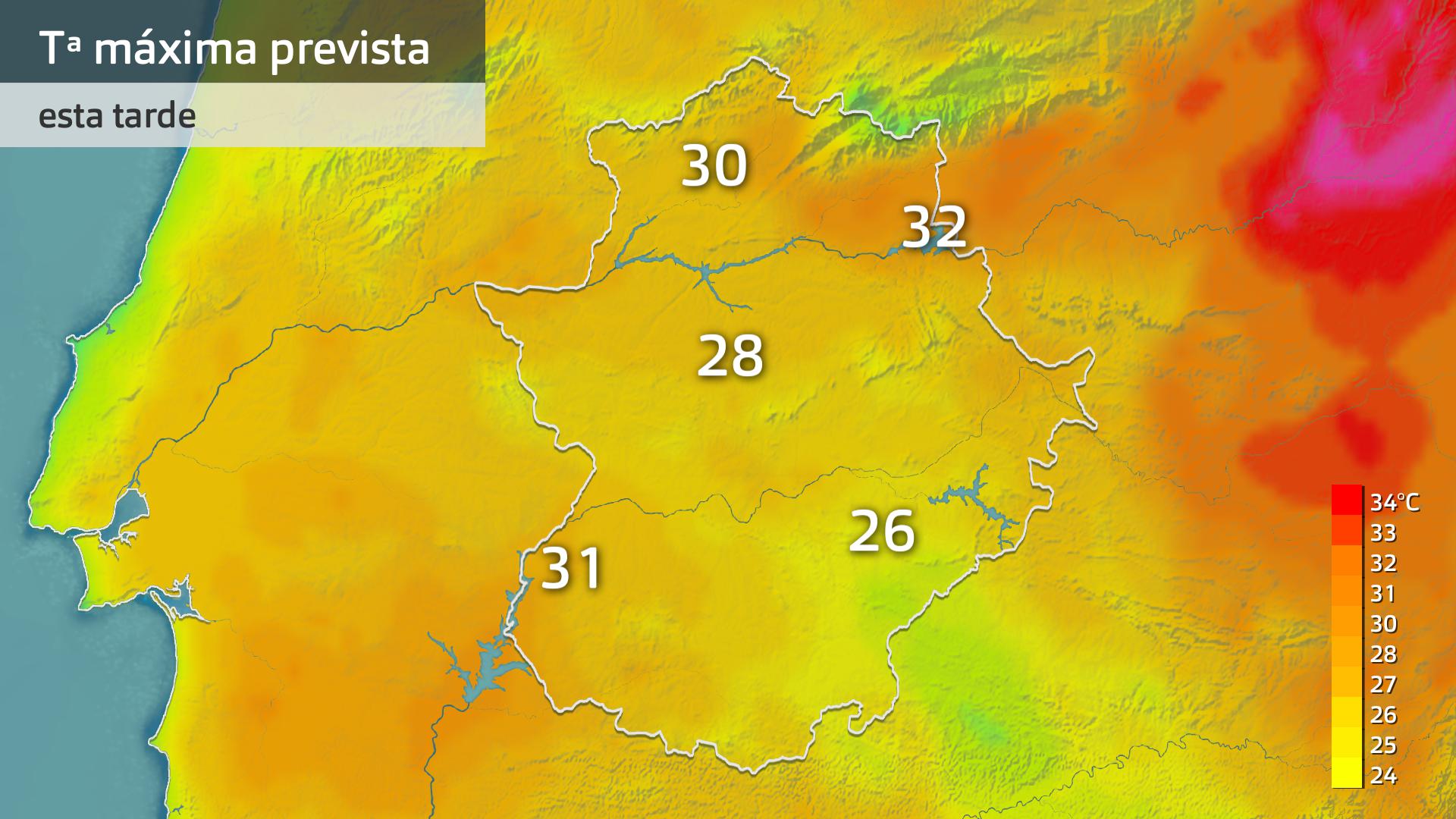 Temperatura máxima prevista para hoy jueves 27 de junio