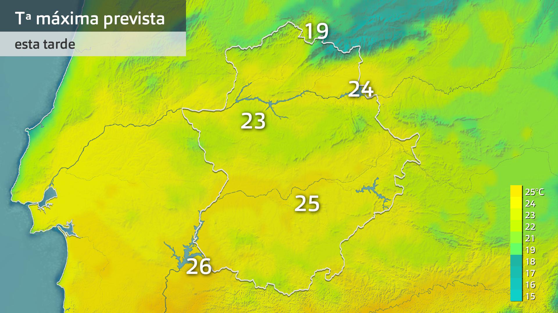 Temperatura máxima prevista para hoy miércoles 23 de abril