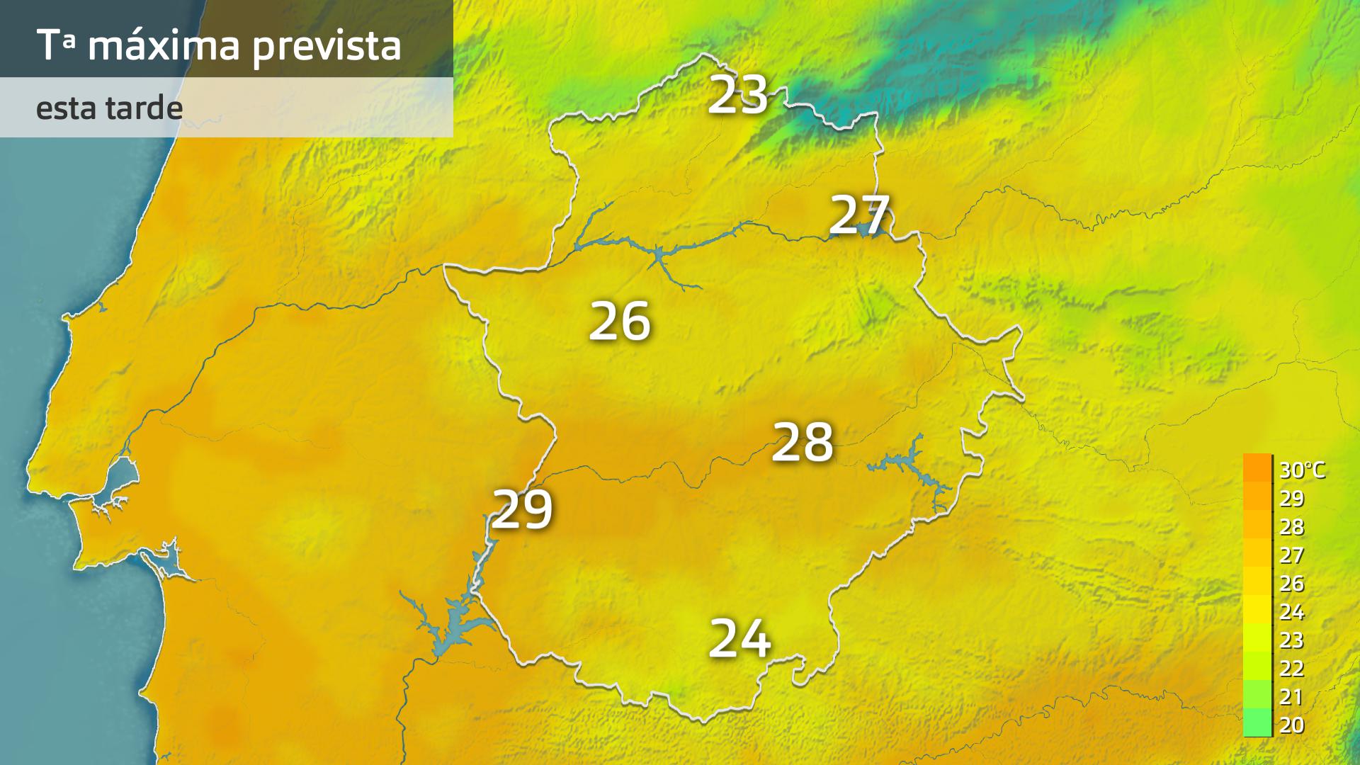 Temperatura máxima prevista para hoy lunes 28 de abril