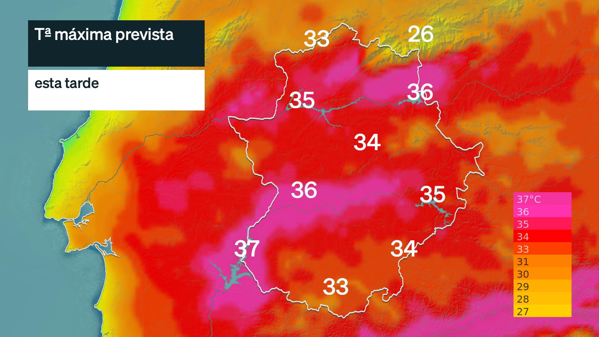 Temperatura máxima prevista para hoy martes 16 de junio