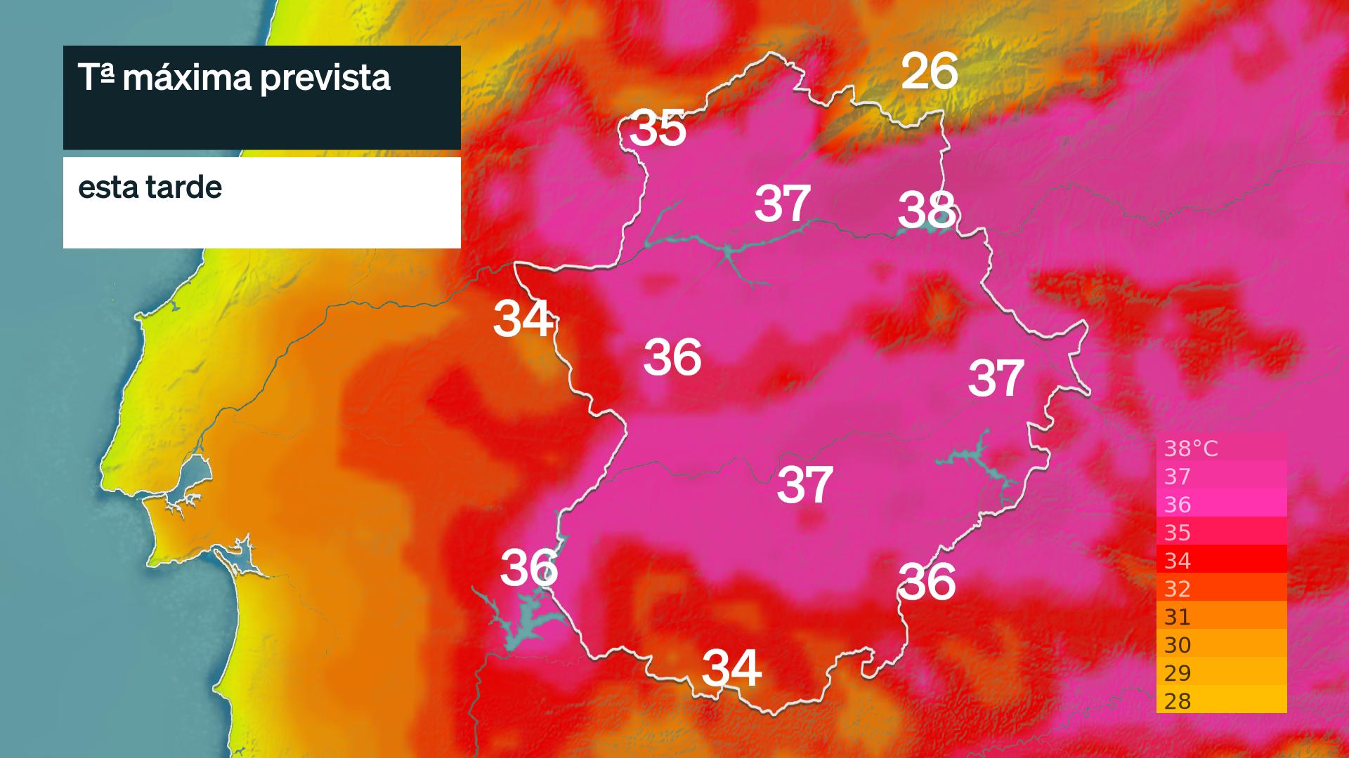 Temperatura máximas prevista para hoy viernes 10 de julio