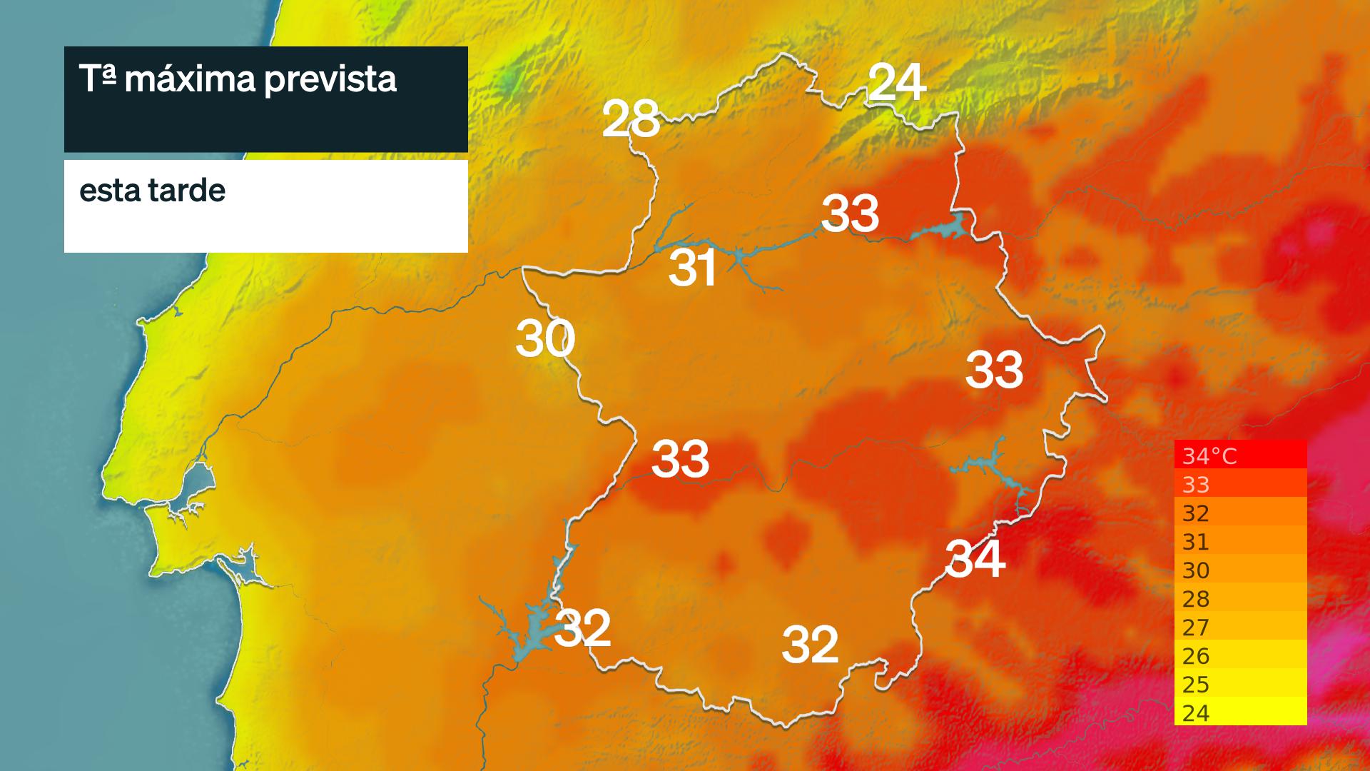 Temperatura máxima prevista para hoy lunes 13 de julio