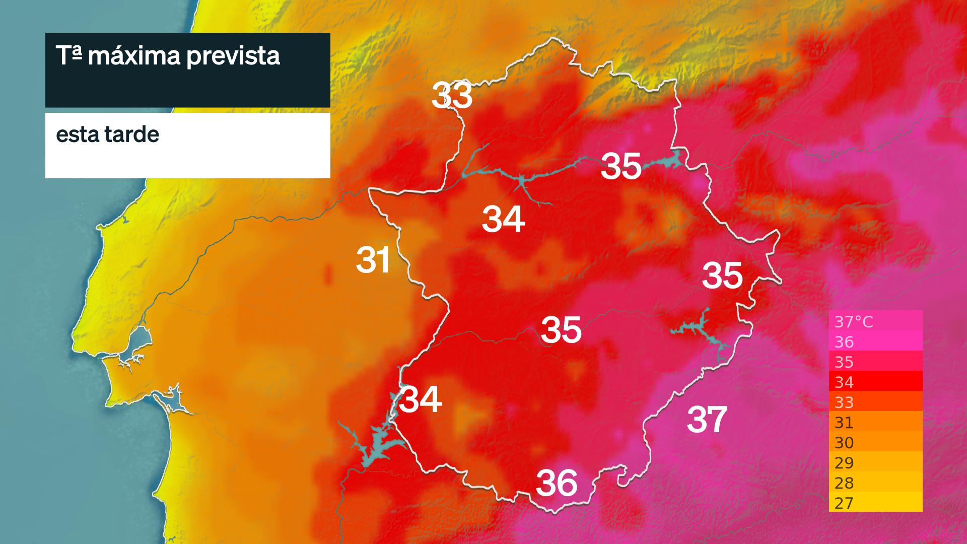 Temperatura máxima prevista para hoy viernes 17 de julio