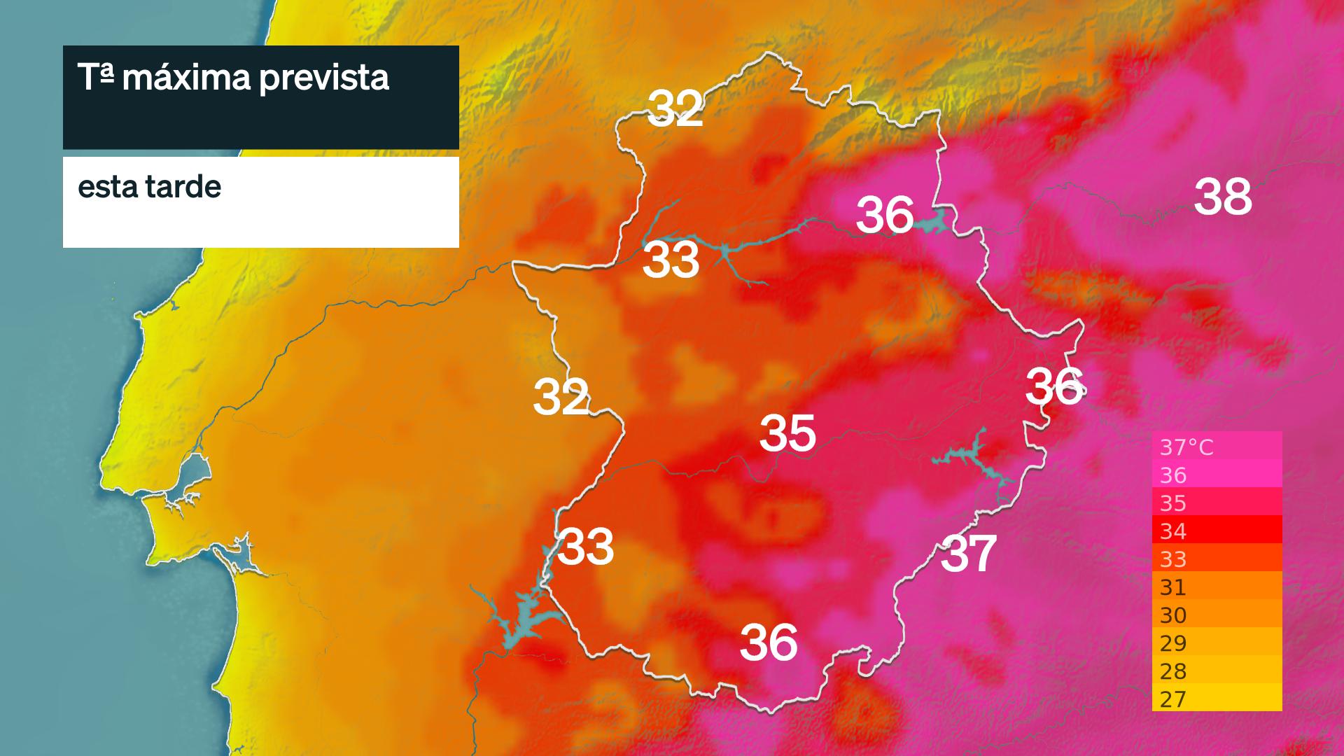 Temperatura máixma prevista para hoy lunes 20 de julio