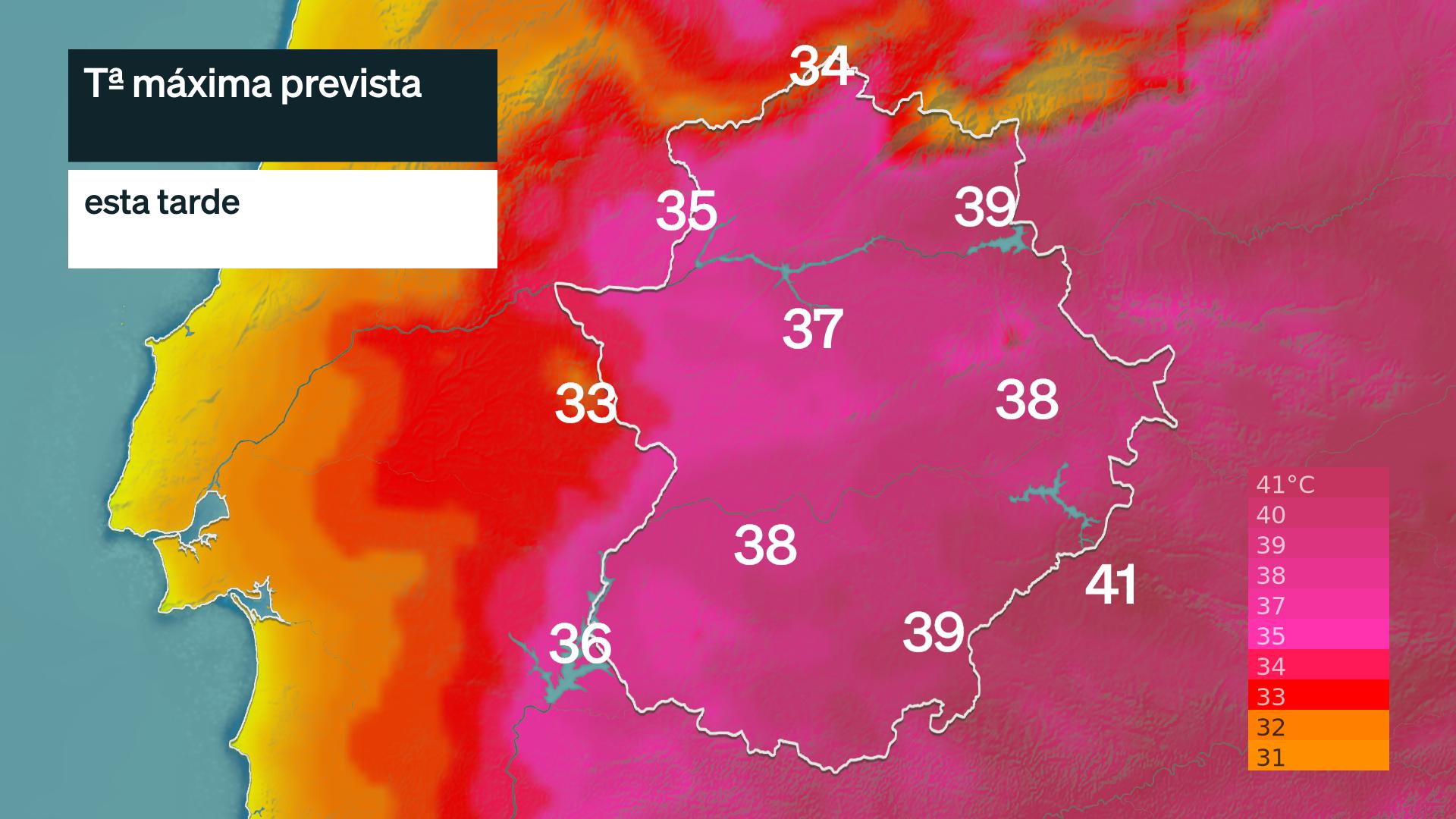 Temperatura máxima prevista para hoy miércoles 22 de julio