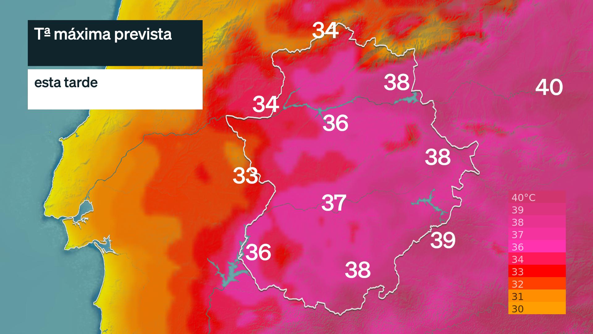 Temperatura máxima prevista para hoy jueves 23 de julio