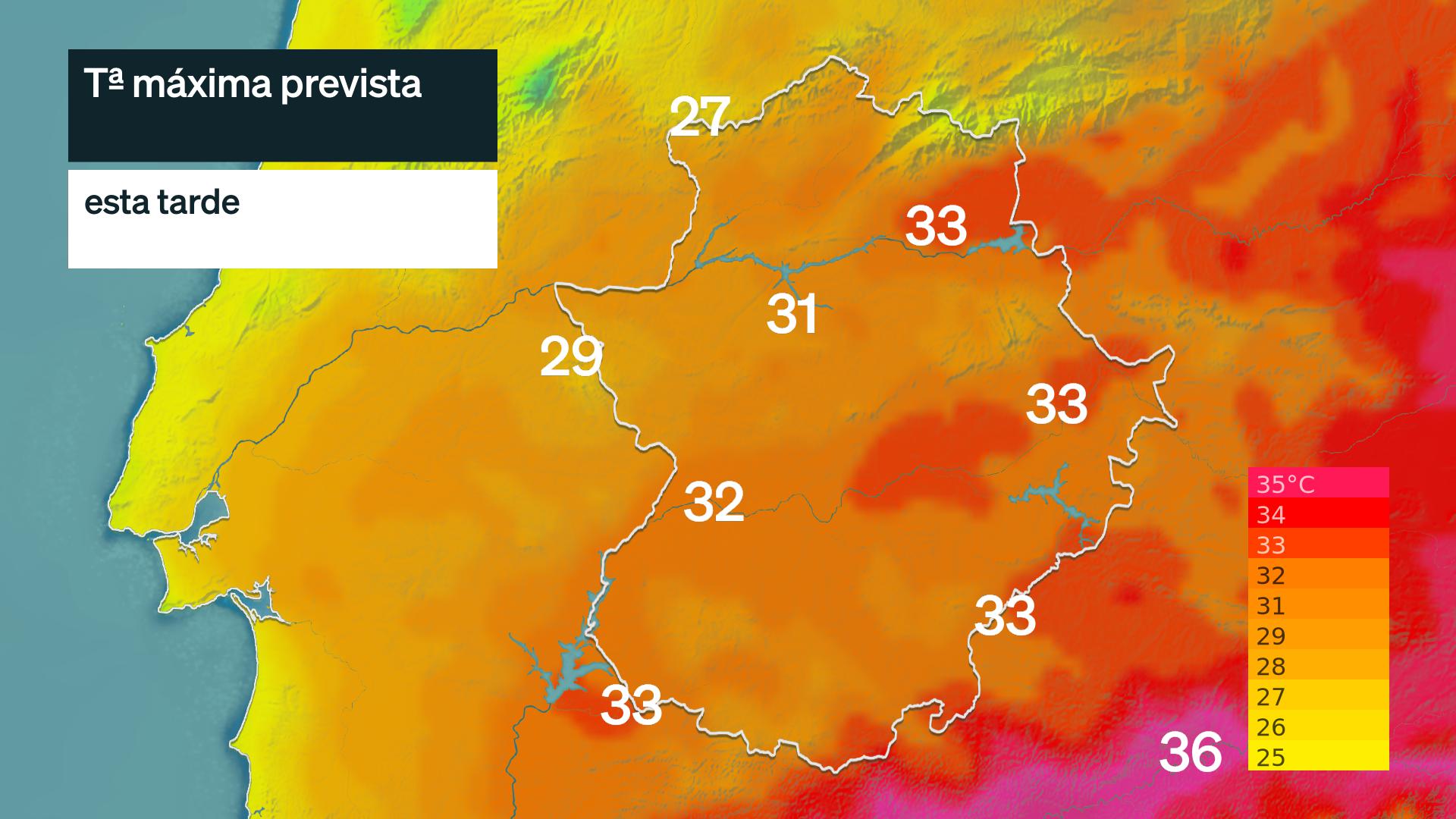Temperatura máximas prevista para hoy vierns 24 de julio