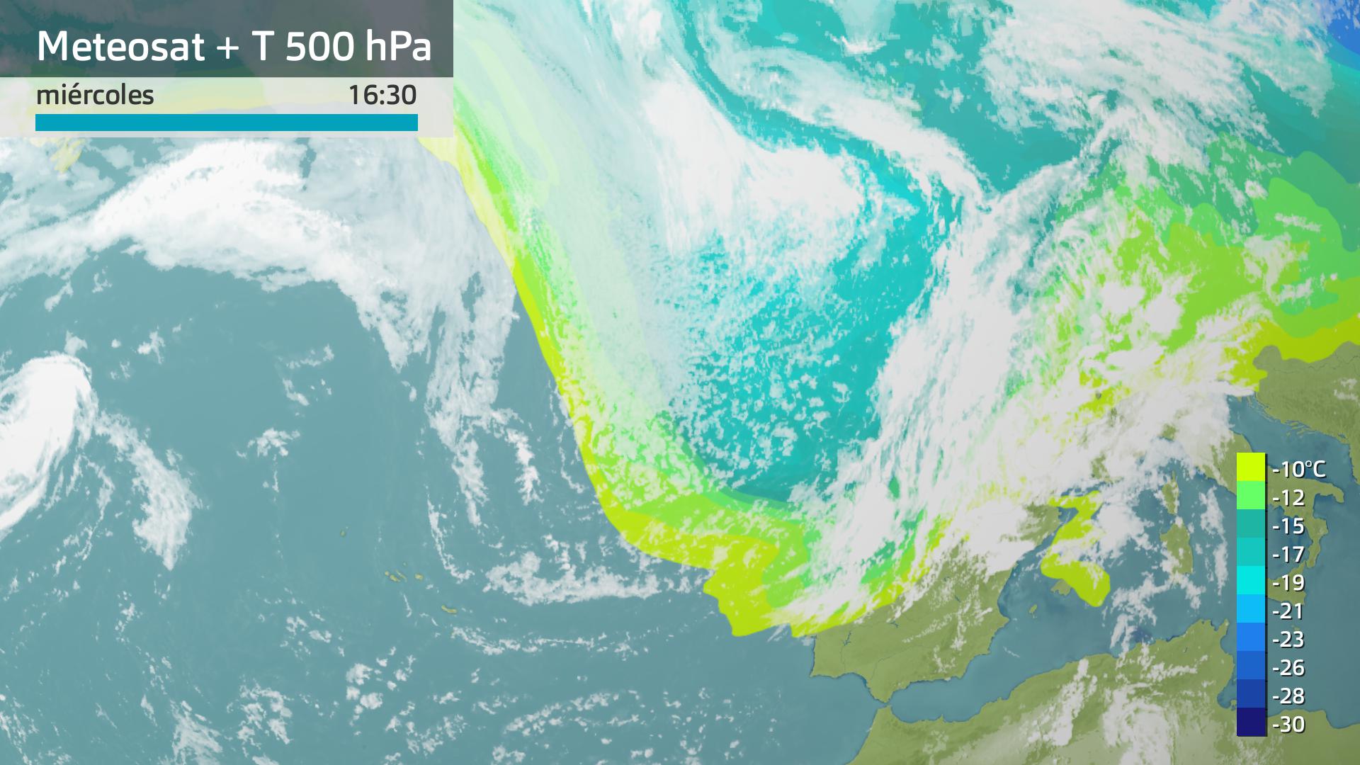 Meteosat y temperatura a 500 hPa