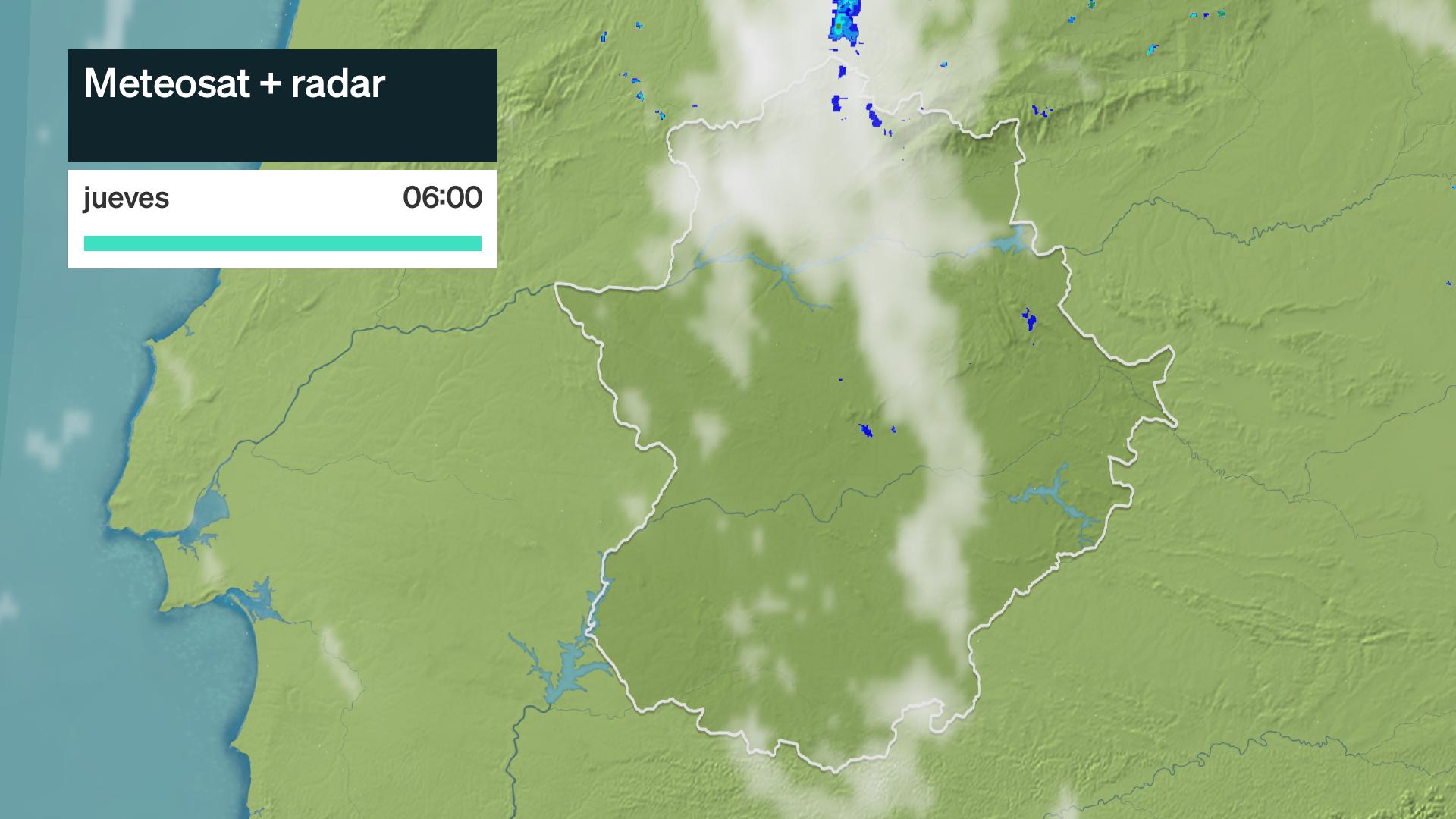 Imagen del Meteosat + radar meteorológico jueves 18 de junio 6 h.