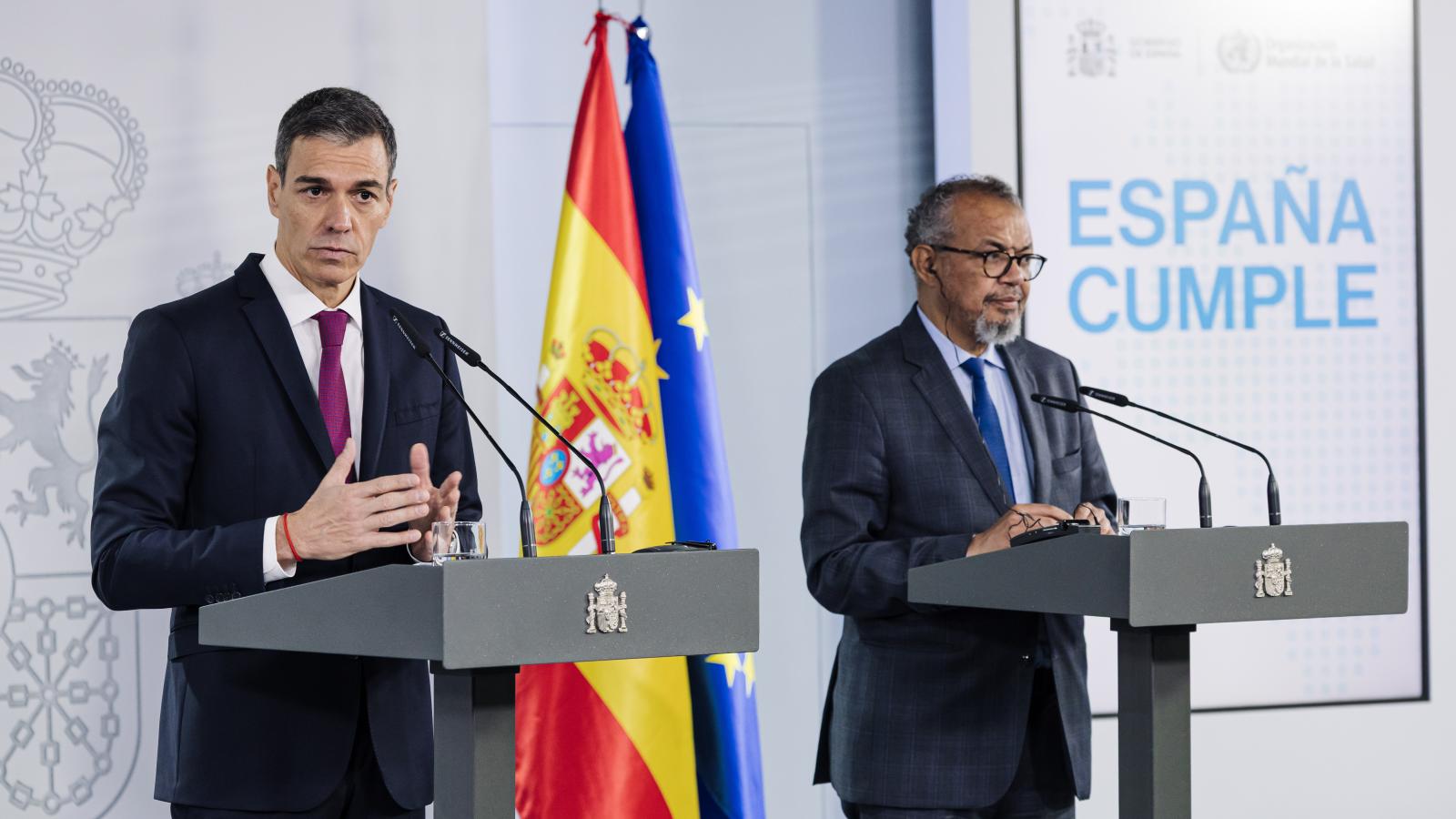 El presidente del Gobierno, Pedro Sánchez recibe al director general de la Organización Mundial de la Salud (OMS), Tedros Adhanom