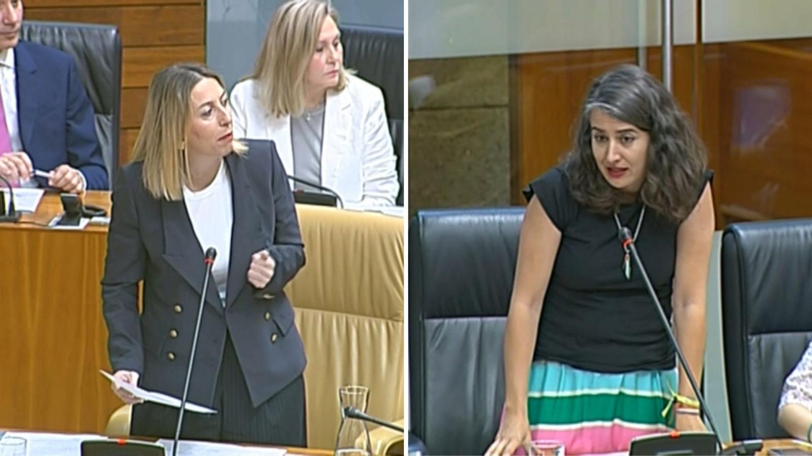 María Guardiola e Irene de Miguel en la Asamblea de Extremadura