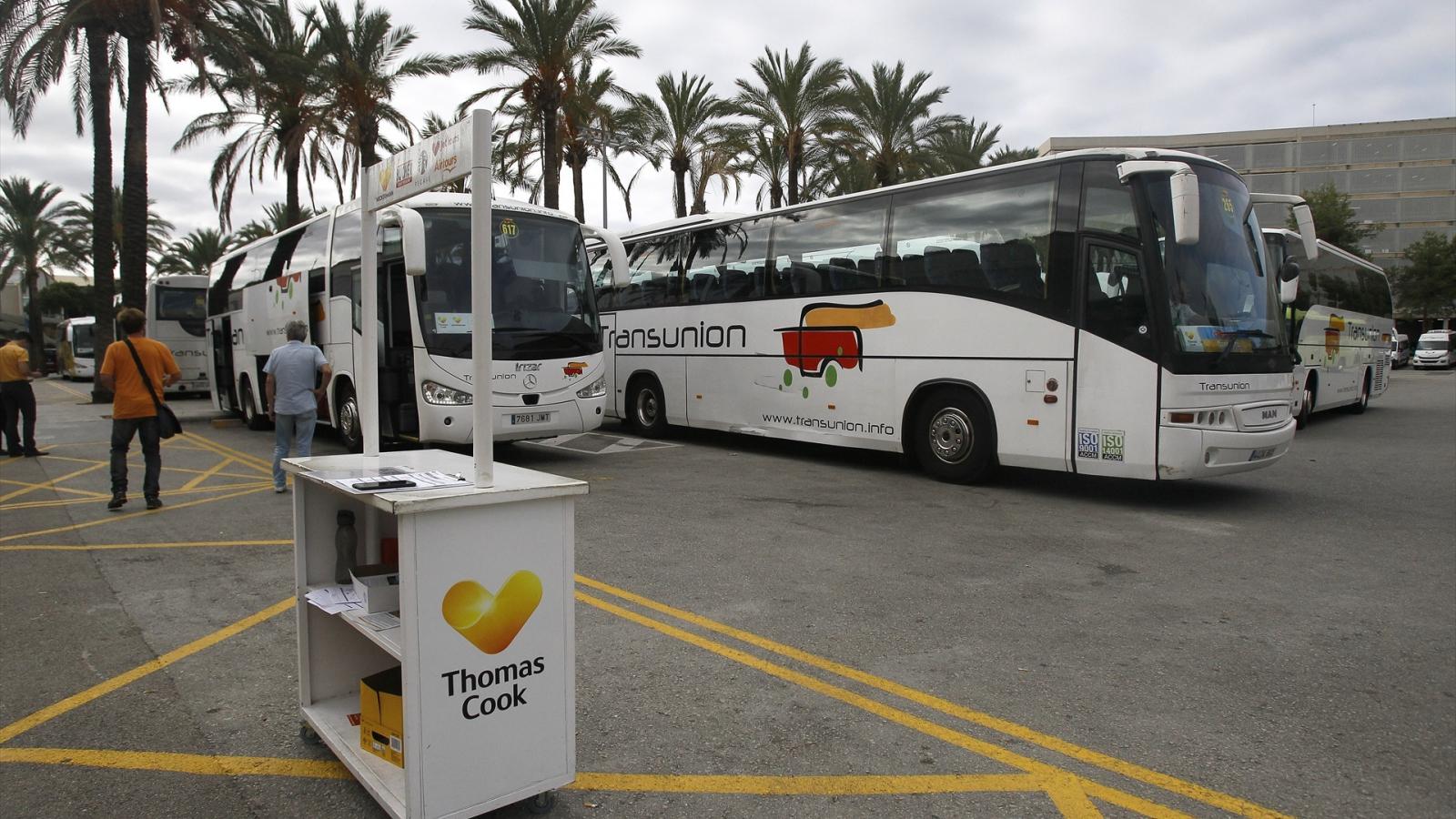 Puesto de información vacío de la compañía de viajes Thomas Cook en el aeropuerto de Palma de Mallorca 
