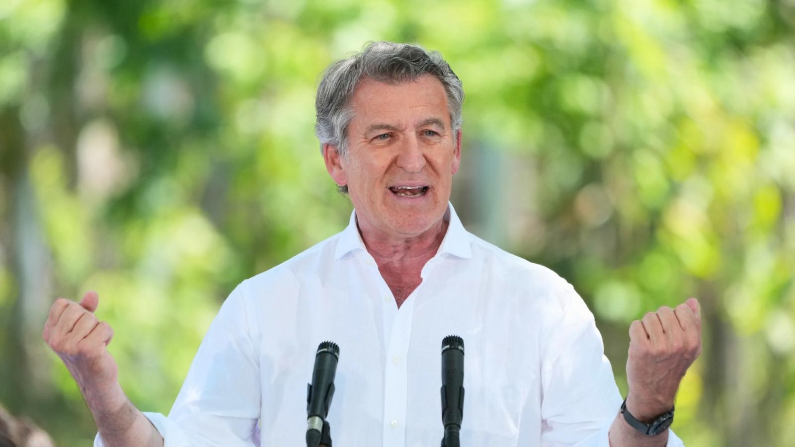 El presidente del Partido Popular, Alberto Núñez Feijóo, durante la romería que organiza el PP provincial de A Coruña.