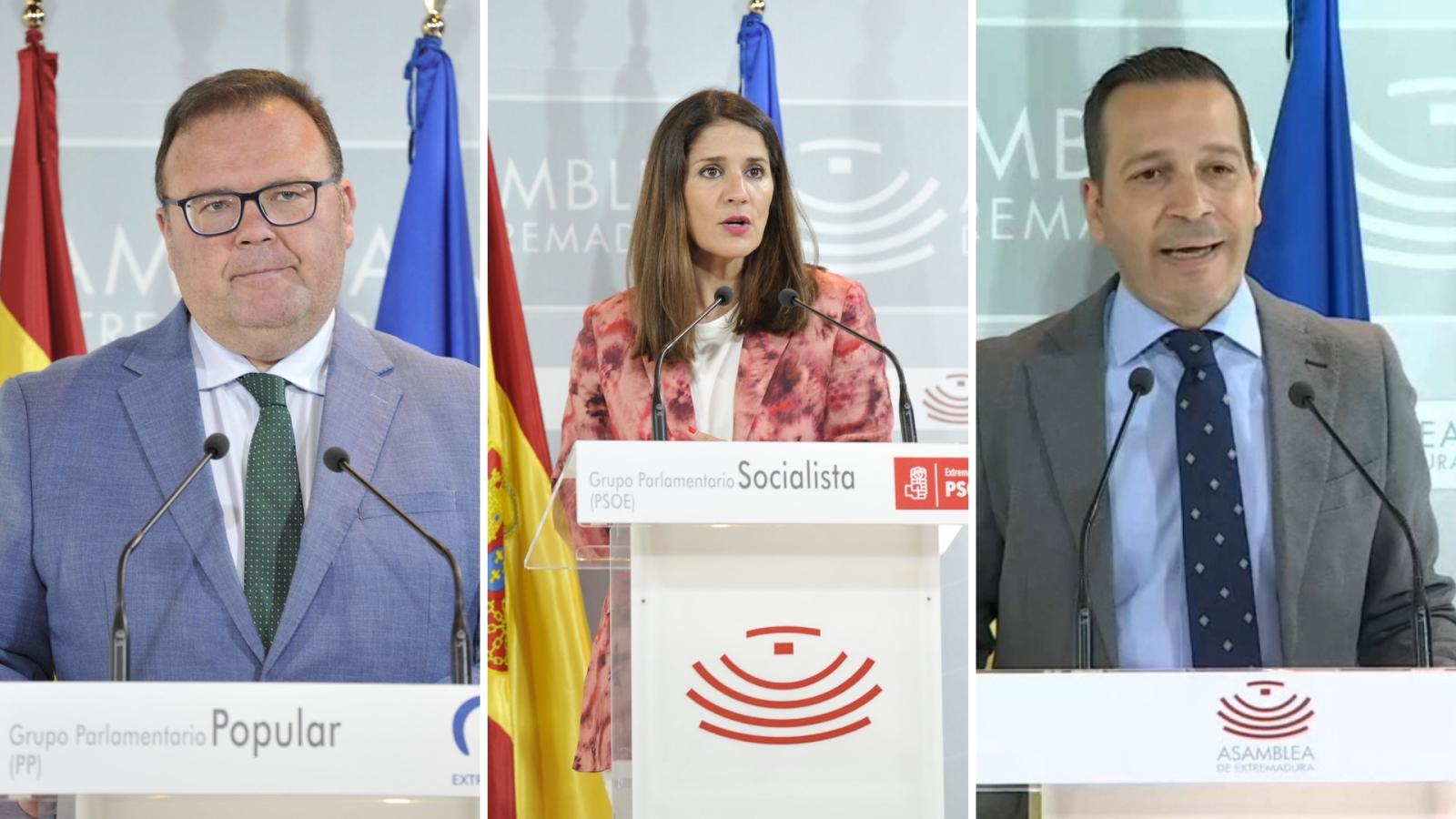 Hipólito Pacheco (PP), Isabel Gil Rosiña (PSOE) y Óscar Fernández (VOX)