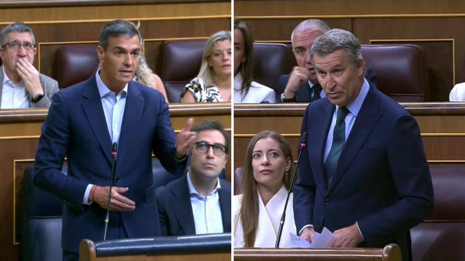 Pedro Sánchez y Alberto Nuñez Feijóo en el Congreso de los Diputados