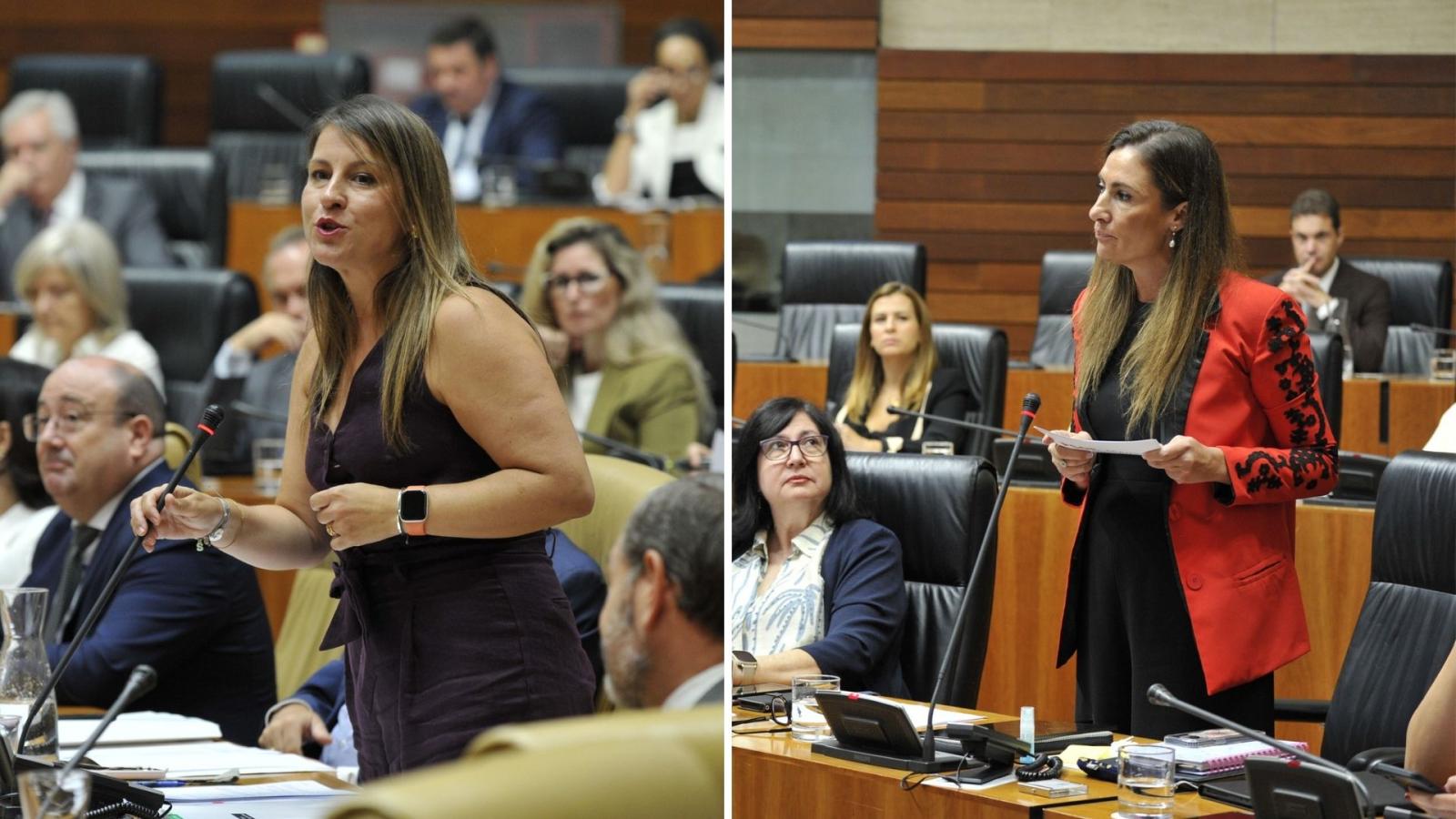 Sandra Valencia, consejera de Educación de la Junta de Extremadura y Lara Garlito, diputada socialista en la Asamblea