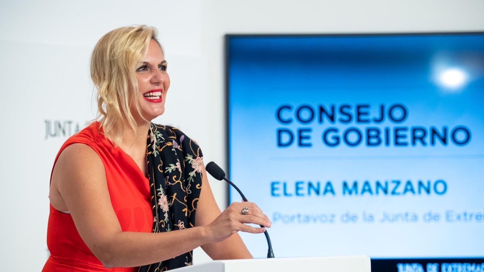 Elena Manzano, portavoz de la Junta de Extremadura, comparece tras el Consejo de Gobierno