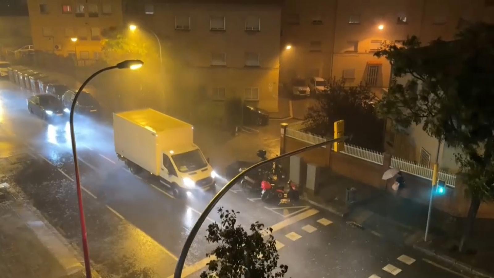 Calles de Barcelona durante las fuertes lluvias